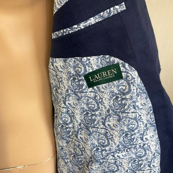 Lauren Ralph Lauren Mens Store Blue Linen Suit Sport Coat Blazer Jacket 48L - Picture 13 of 16